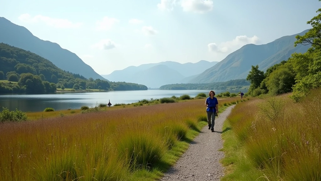 Lough Leane landscape with walking path through natural terrain and lake views